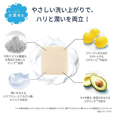 無添加・水素せっけん 5種類の美容成分配合 植物性油脂 泡立てネット付き